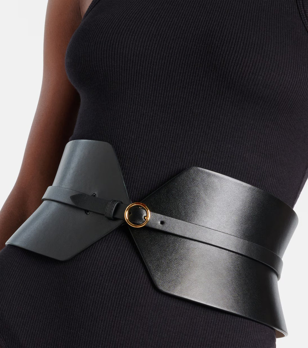 Women's Black Detailed Leather Belt