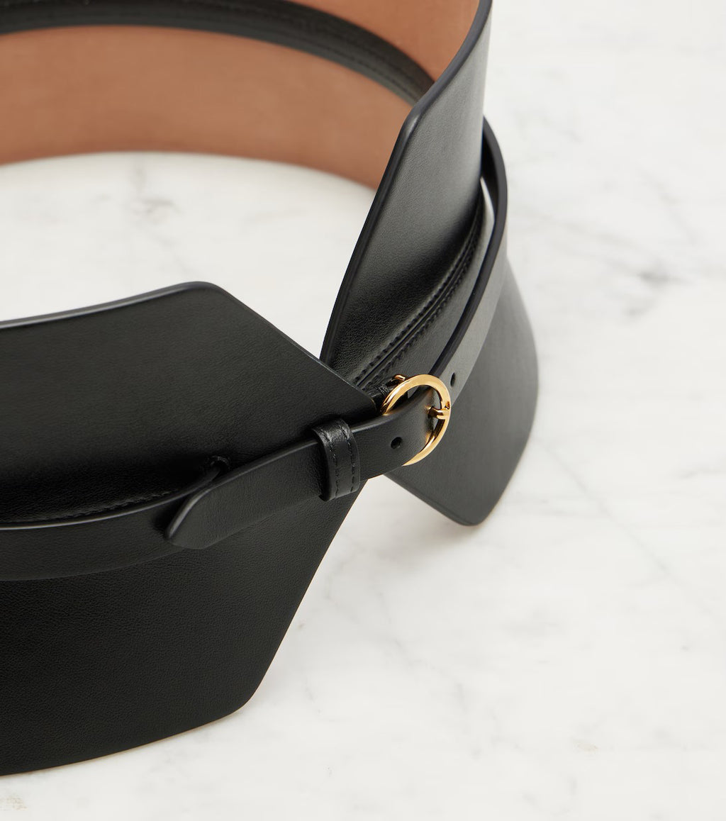 Women's Black Detailed Leather Belt