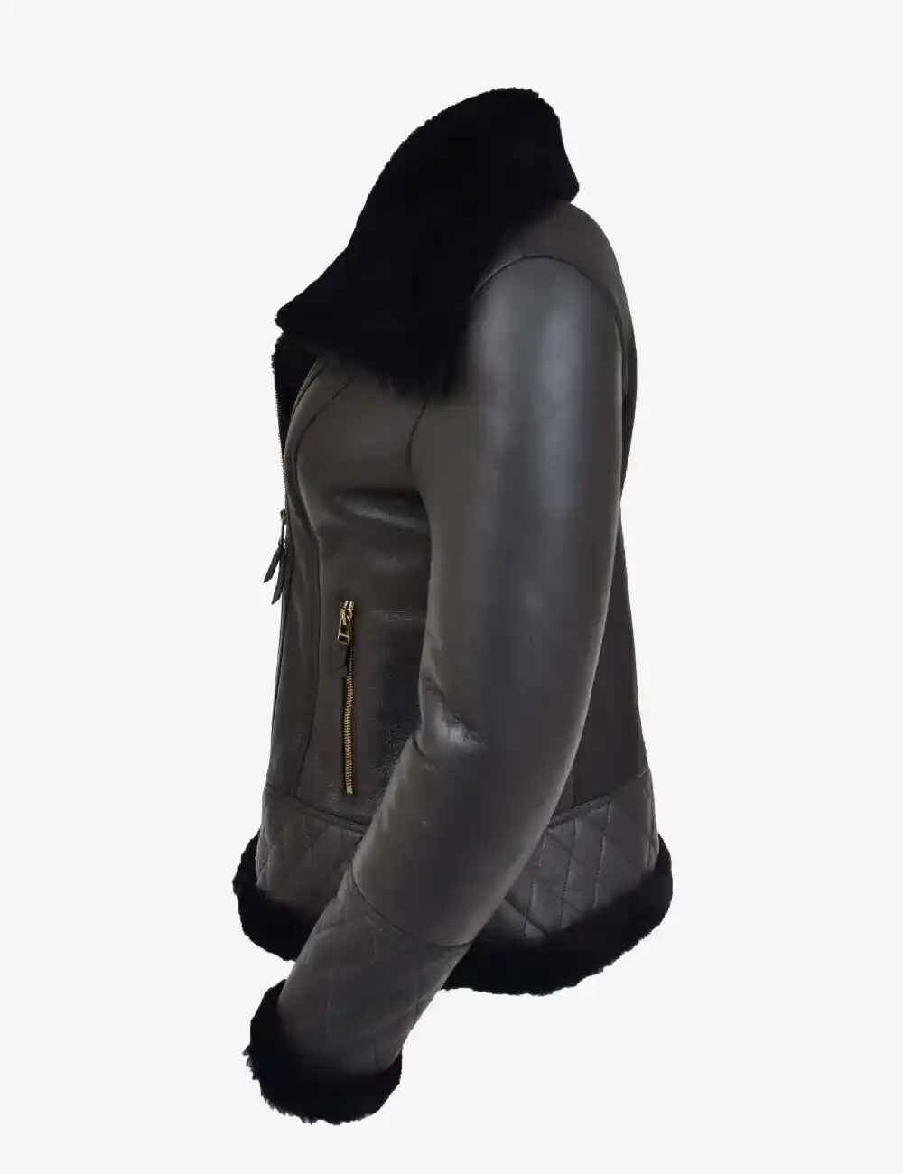 Women’s Black Eclipse Sheepskin Leather Shearling Jacket