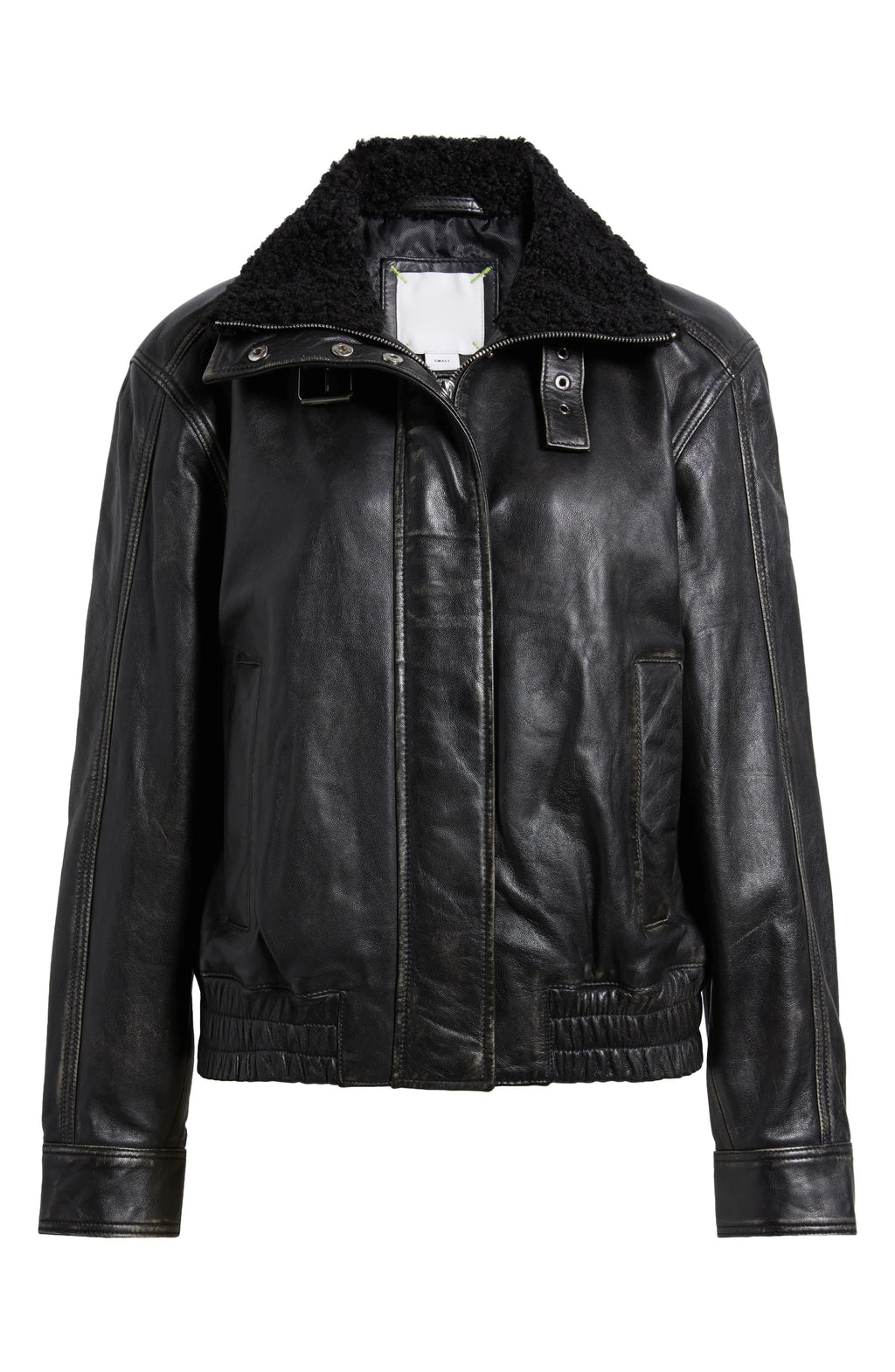 Women's Black Elasticated Hem Lambskin Leather Jacket