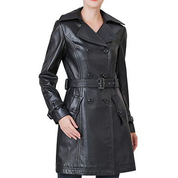 Women's Black  Ella Belted Trench Coat