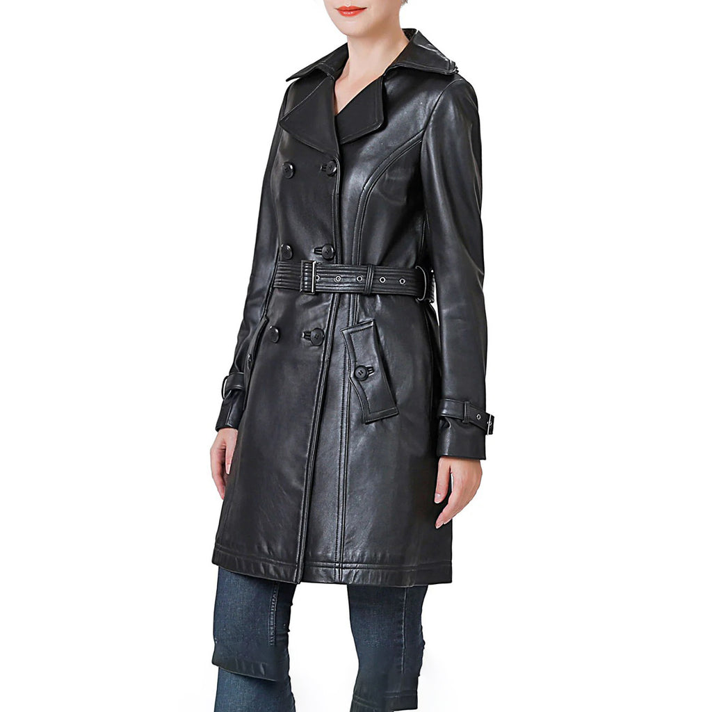 Gabardina negra con cinturón Ella para mujer