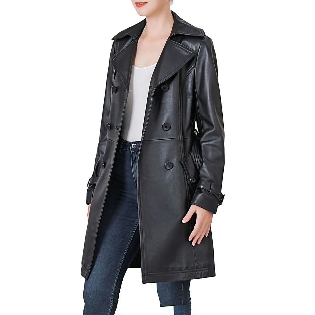 Gabardina negra con cinturón Ella para mujer