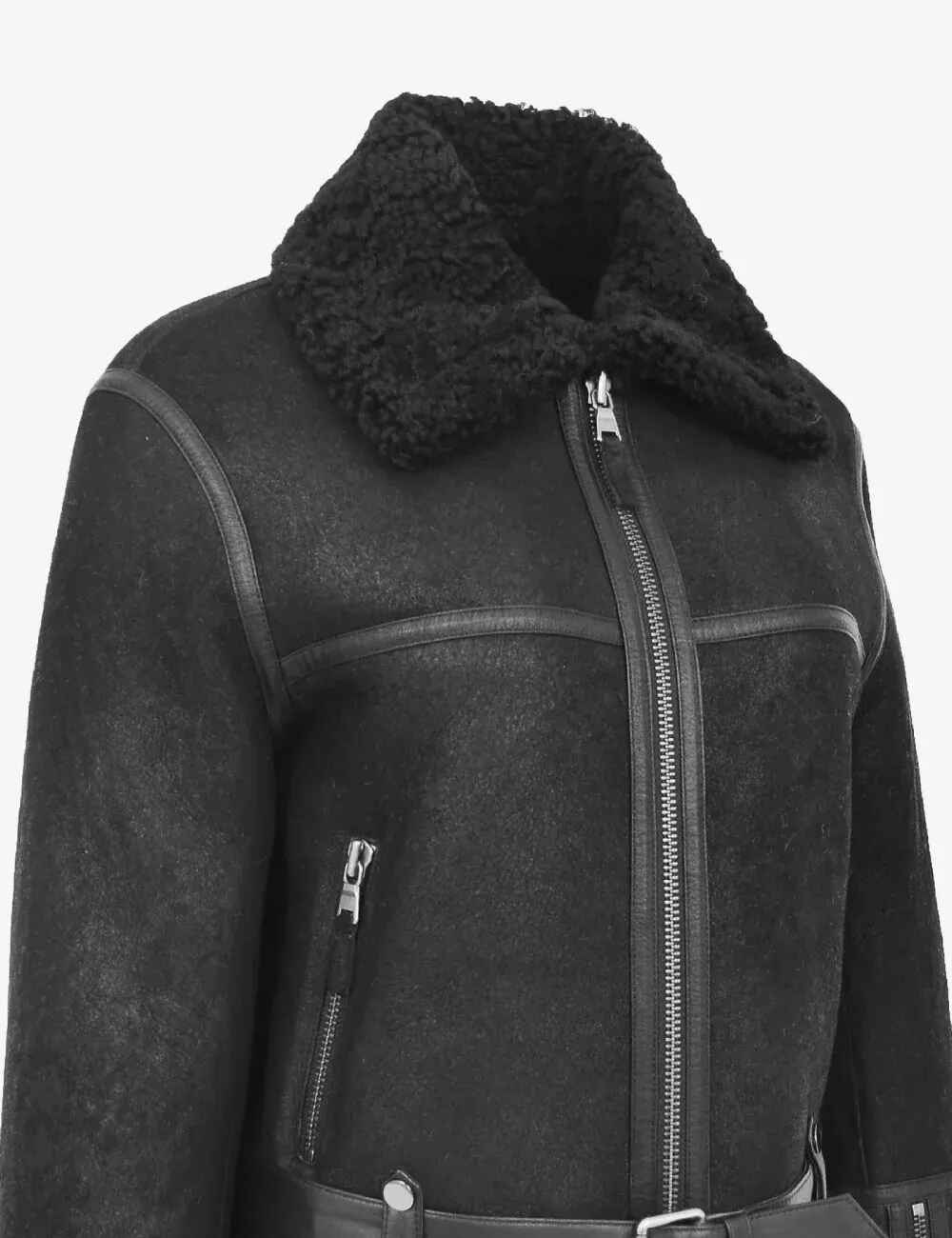 Women’s Black Falcon Sheepskin Shearling Leather Jacket