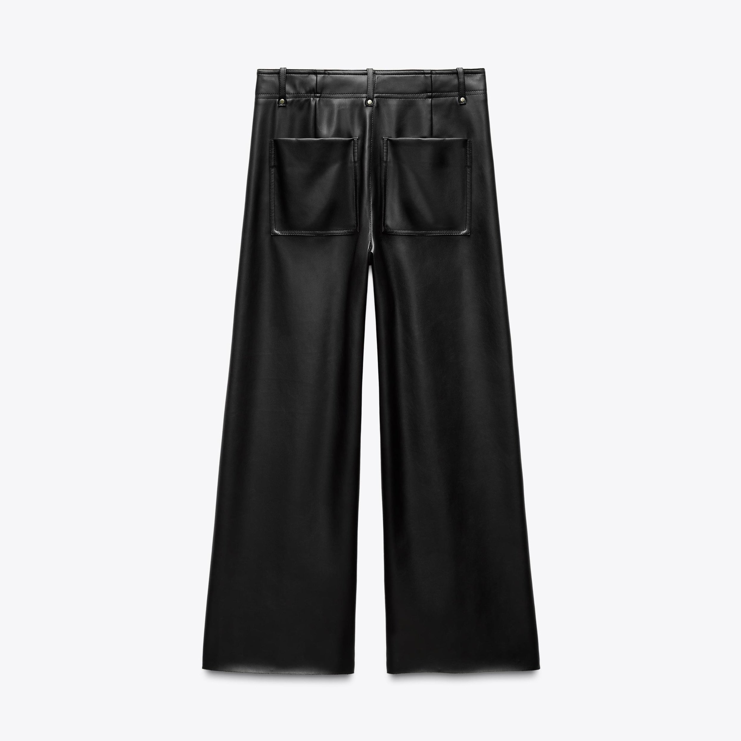 Women's Black Faux Leather Wide Leg Pants