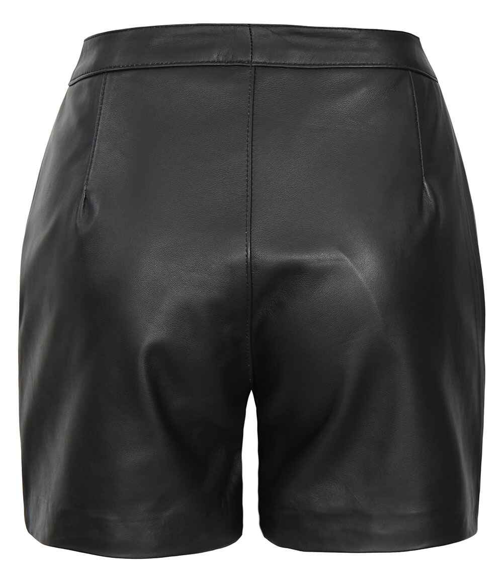 Women's Black Fitted Leather Shorts