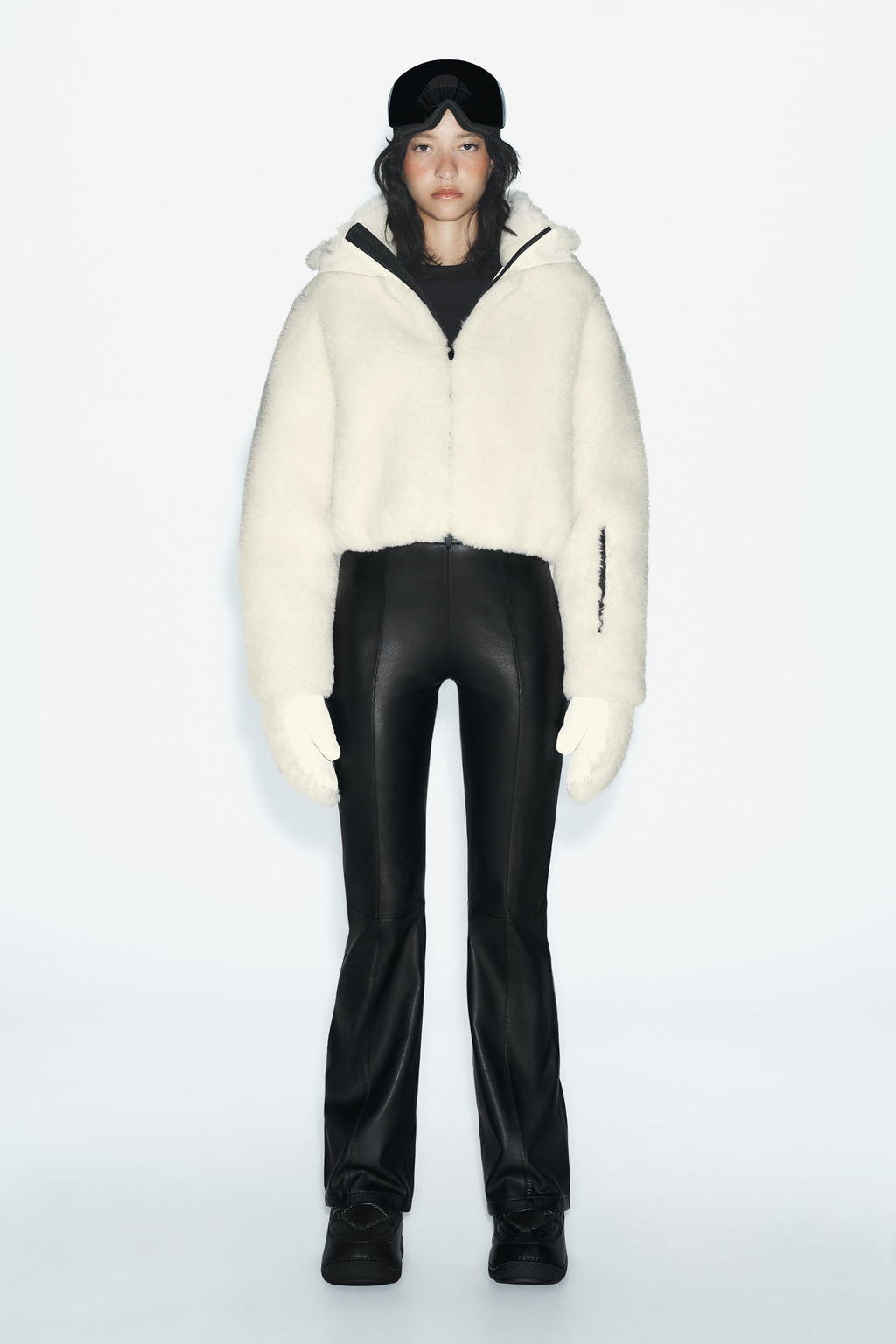 Women's Black Flared 100% Leather Pants