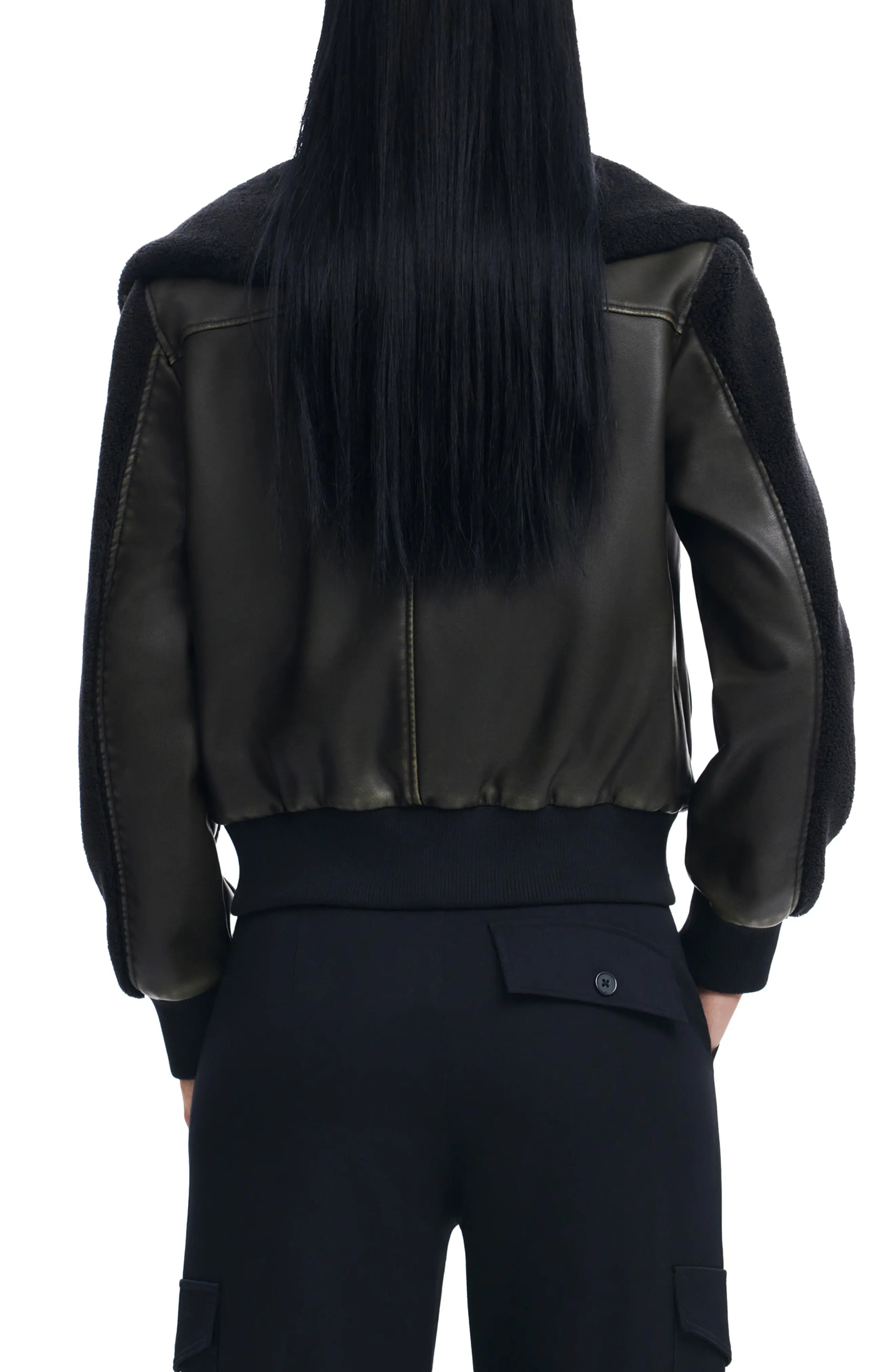 Women's Black Florencia Faux Shearling Leather Jacket