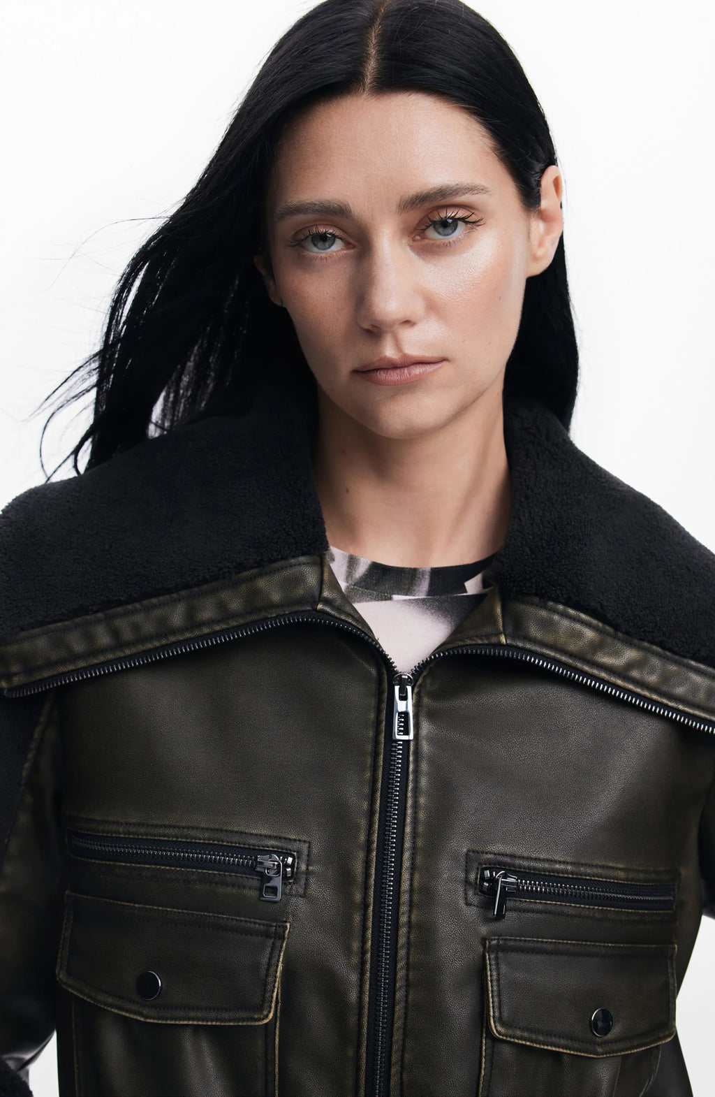 Women's Black Florencia Faux Shearling Leather Jacket