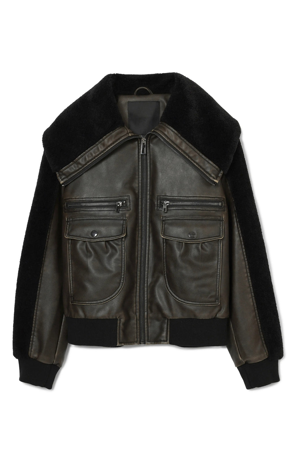 Women's Black Florencia Faux Shearling Leather Jacket