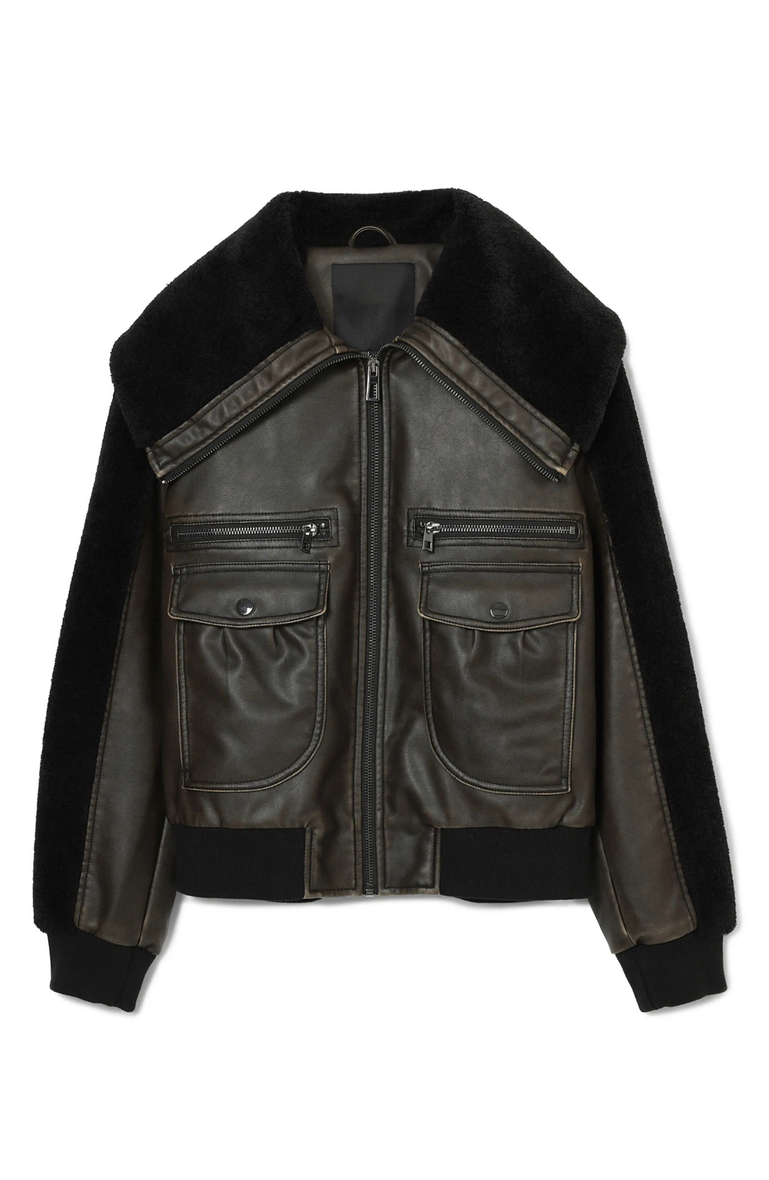 Women's Black Florencia Faux Shearling Leather Jacket