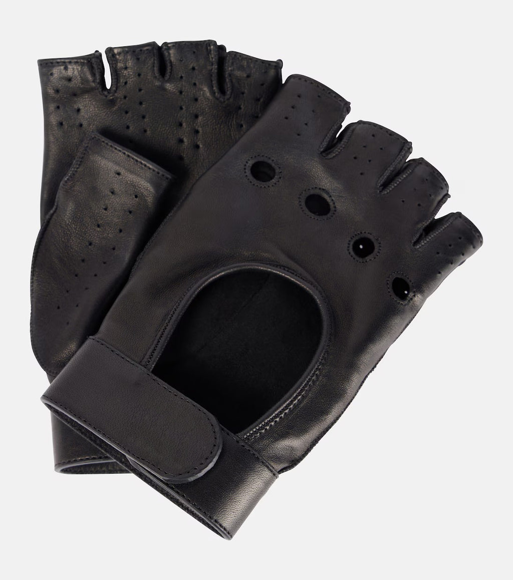 Women's Black G Leather Riding Gloves