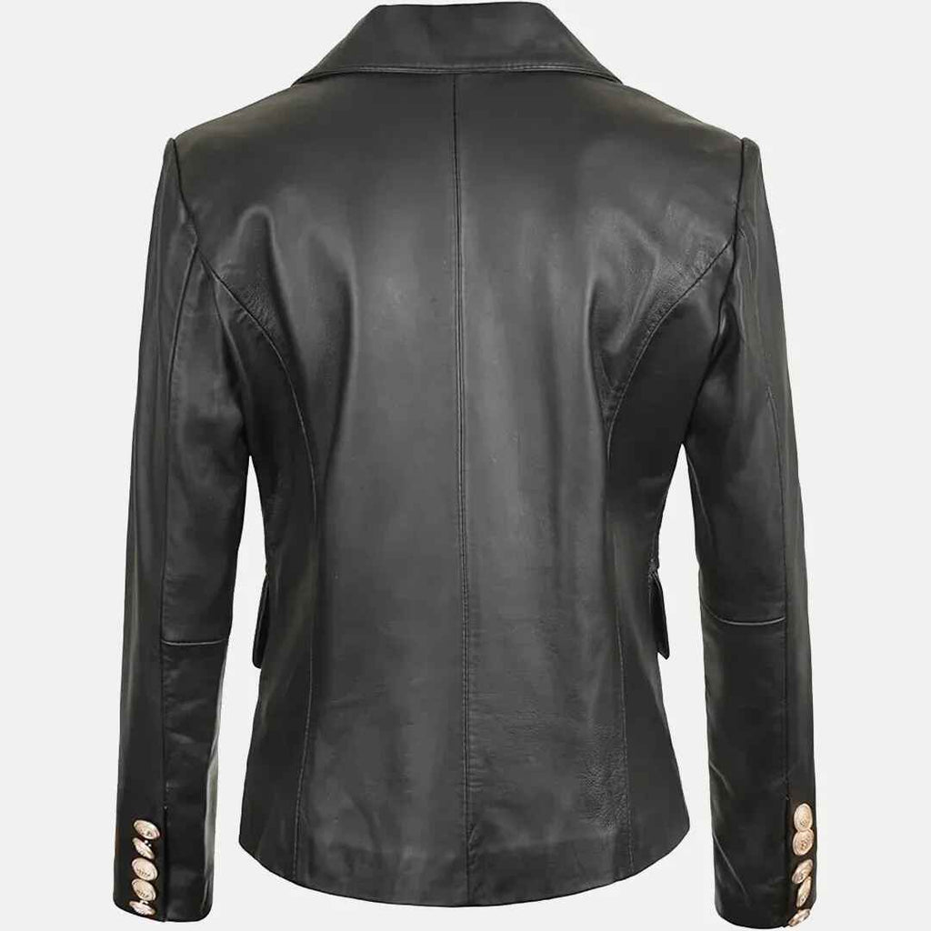 Women's Black Glamour Leather Blazer