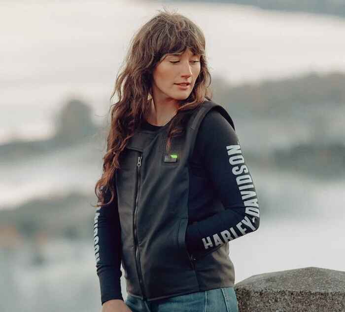 Schwarze Harley-Davidson Smart-Weste für Damen