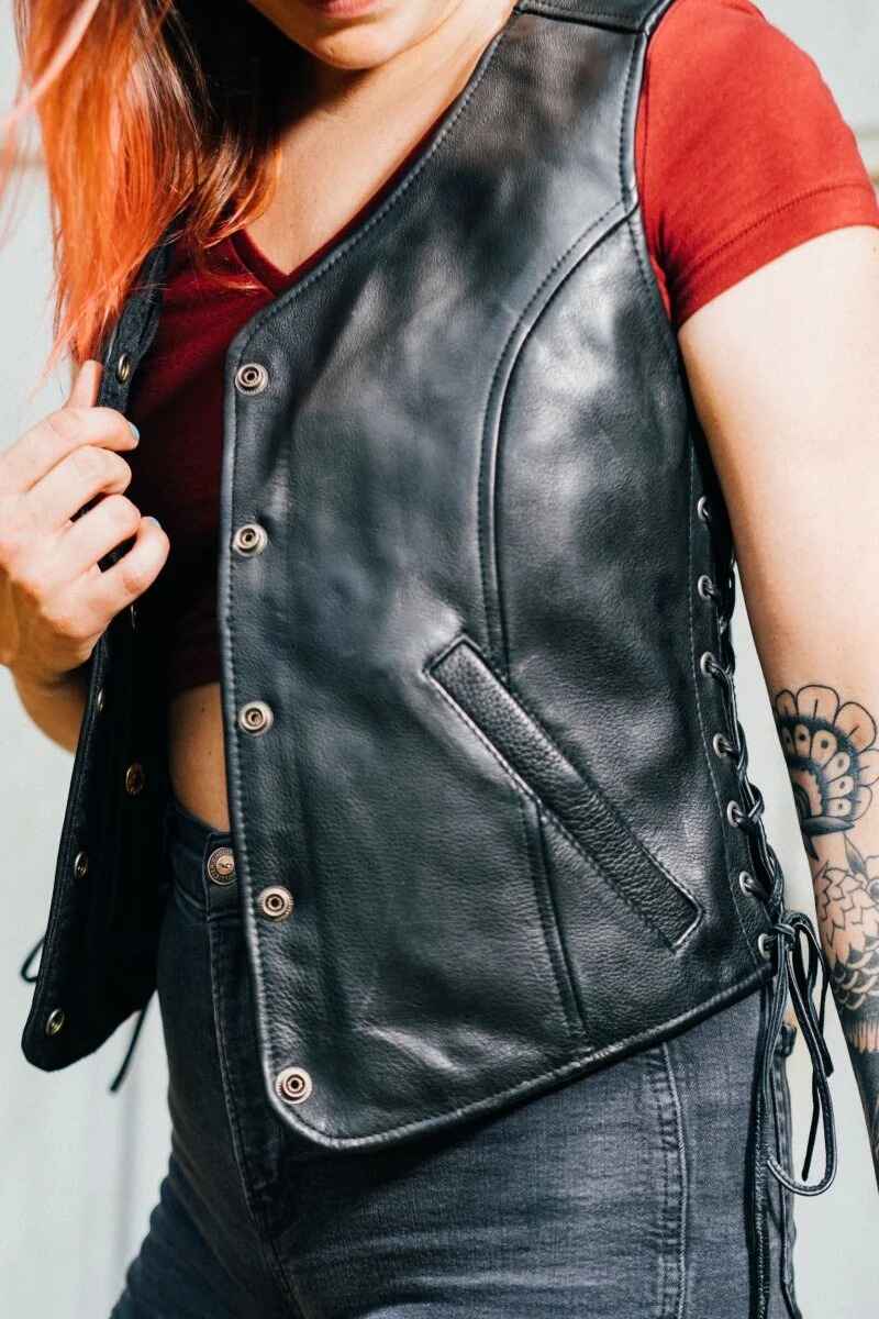 Women's Black Honey Badger Leather Motorcycle Jacket
