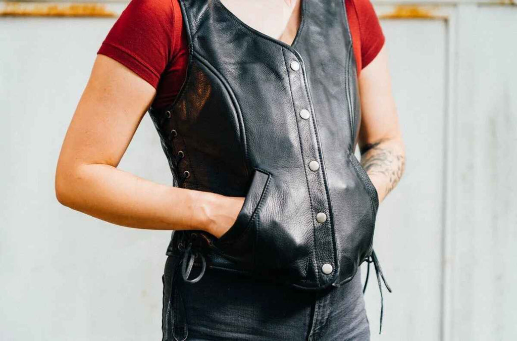 Women's Black Honey Badger Leather Motorcycle Jacket