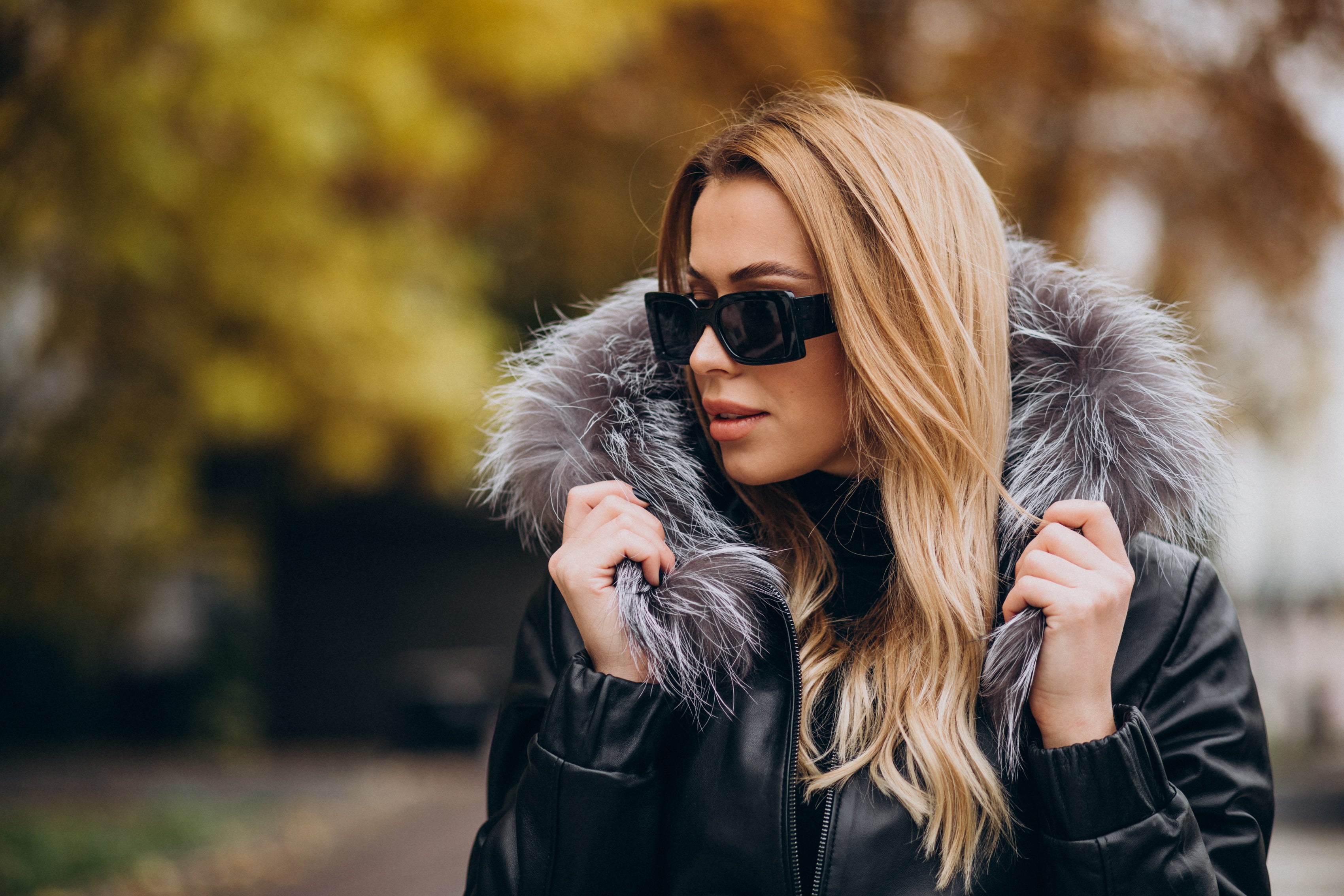 Women’s Black Hooded Shearling Leather Jacket