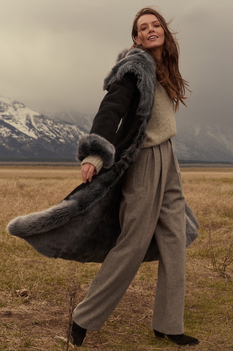 Women's Black Hooded Toscana Fur & Shearling Leather Coat