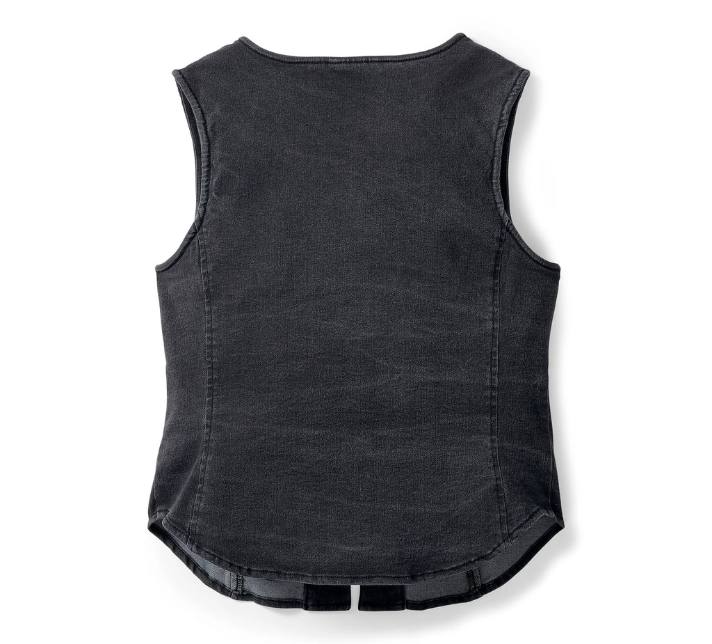 Women's Black Lace Up Leather Vest