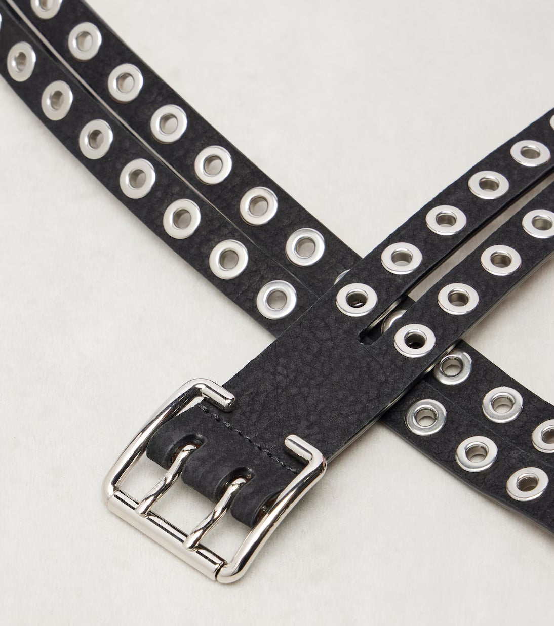 Women's Black Leather Biker Belt