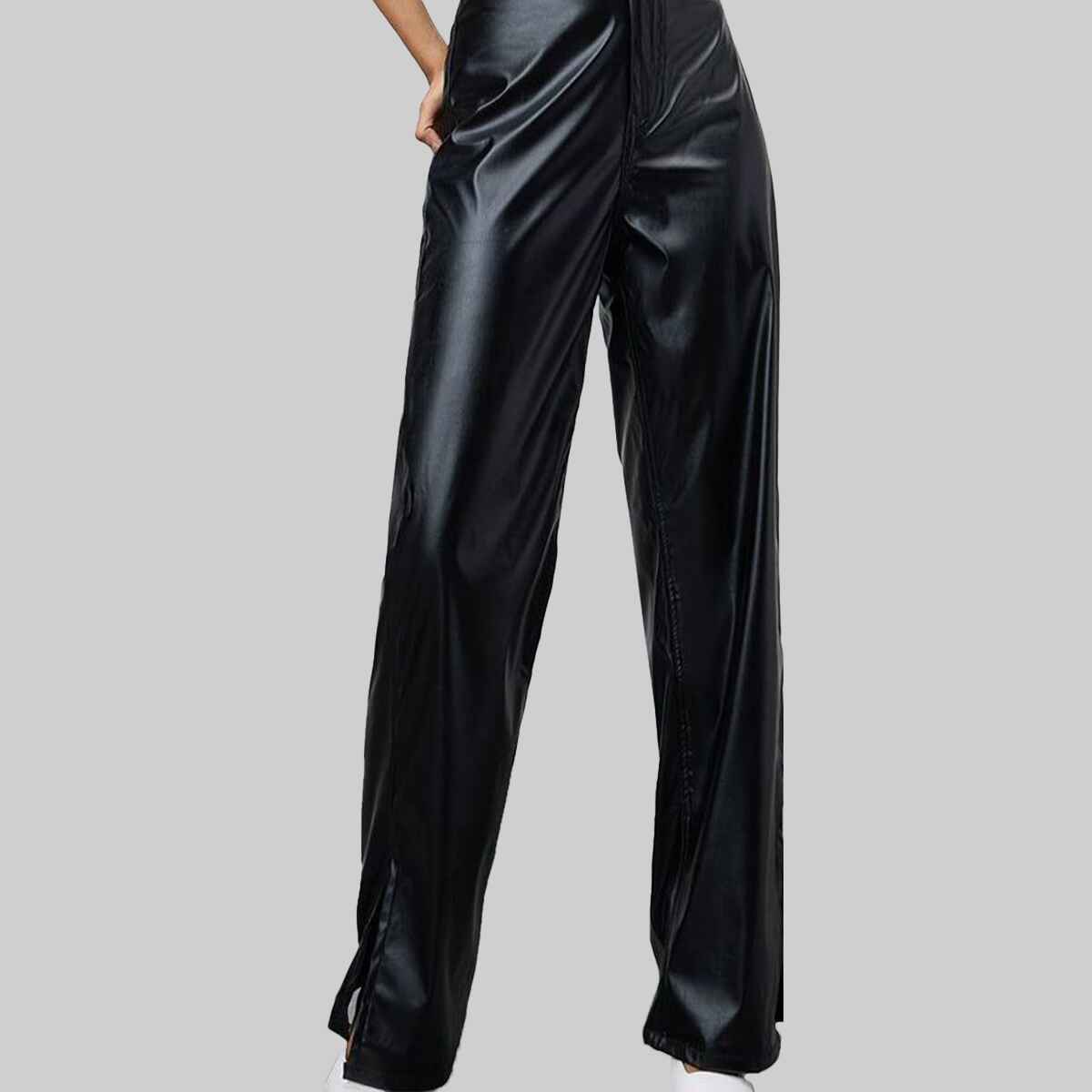 Women’s Black Leather Pants with Two Back Pockets
