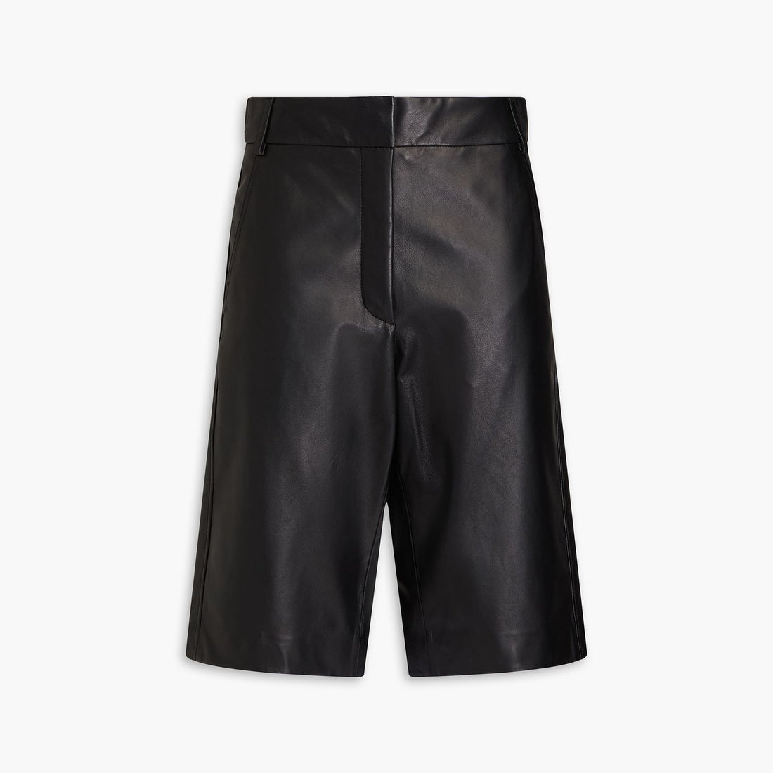 Women's Black Leather High Rise Shorts