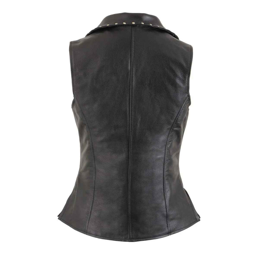Women's Black Lightweight Leather Vest