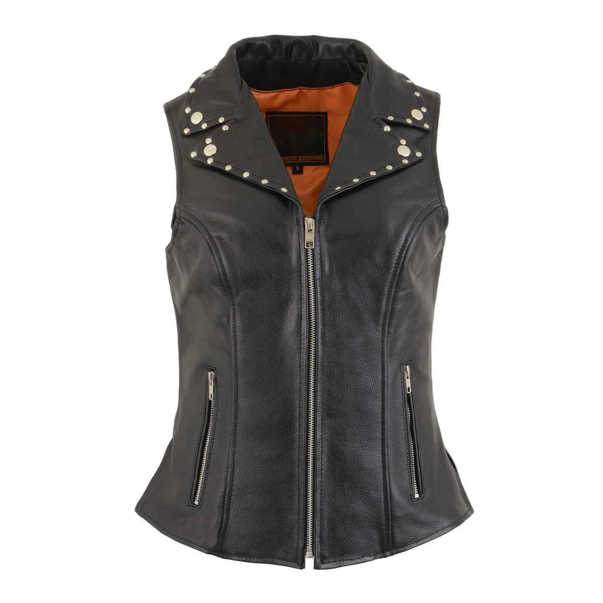 Women's Black Lightweight Leather Vest