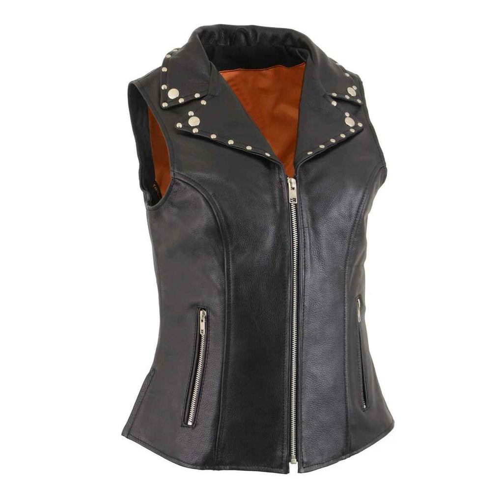 Women's Black Lightweight Leather Vest
