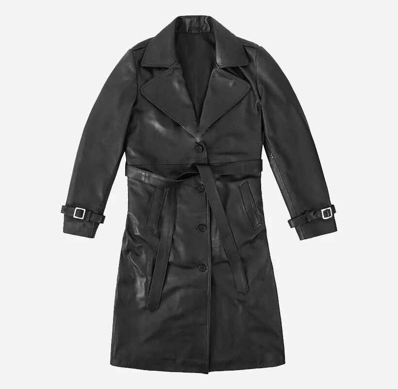 Women's Black London Obsession Oversized Leather Trench Coat