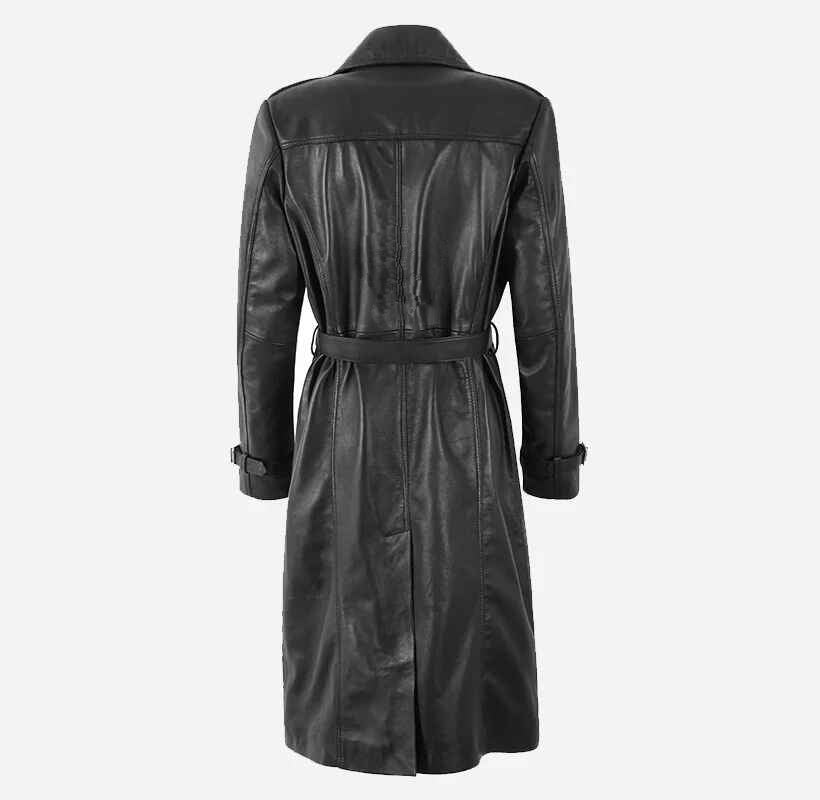 Women's Black London Obsession Oversized Leather Trench Coat