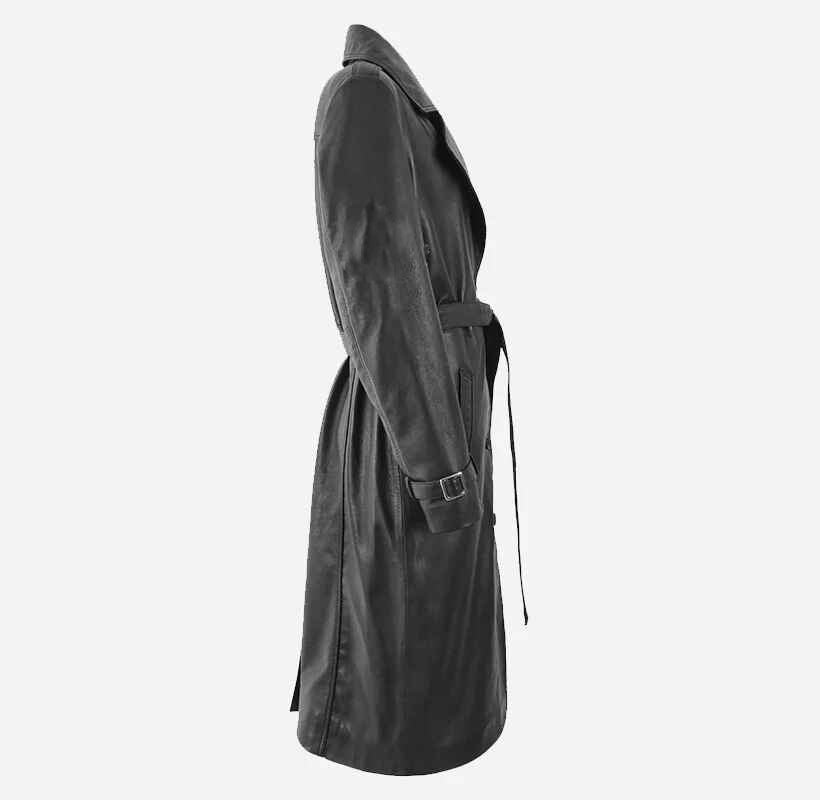 Women's Black London Obsession Oversized Leather Trench Coat