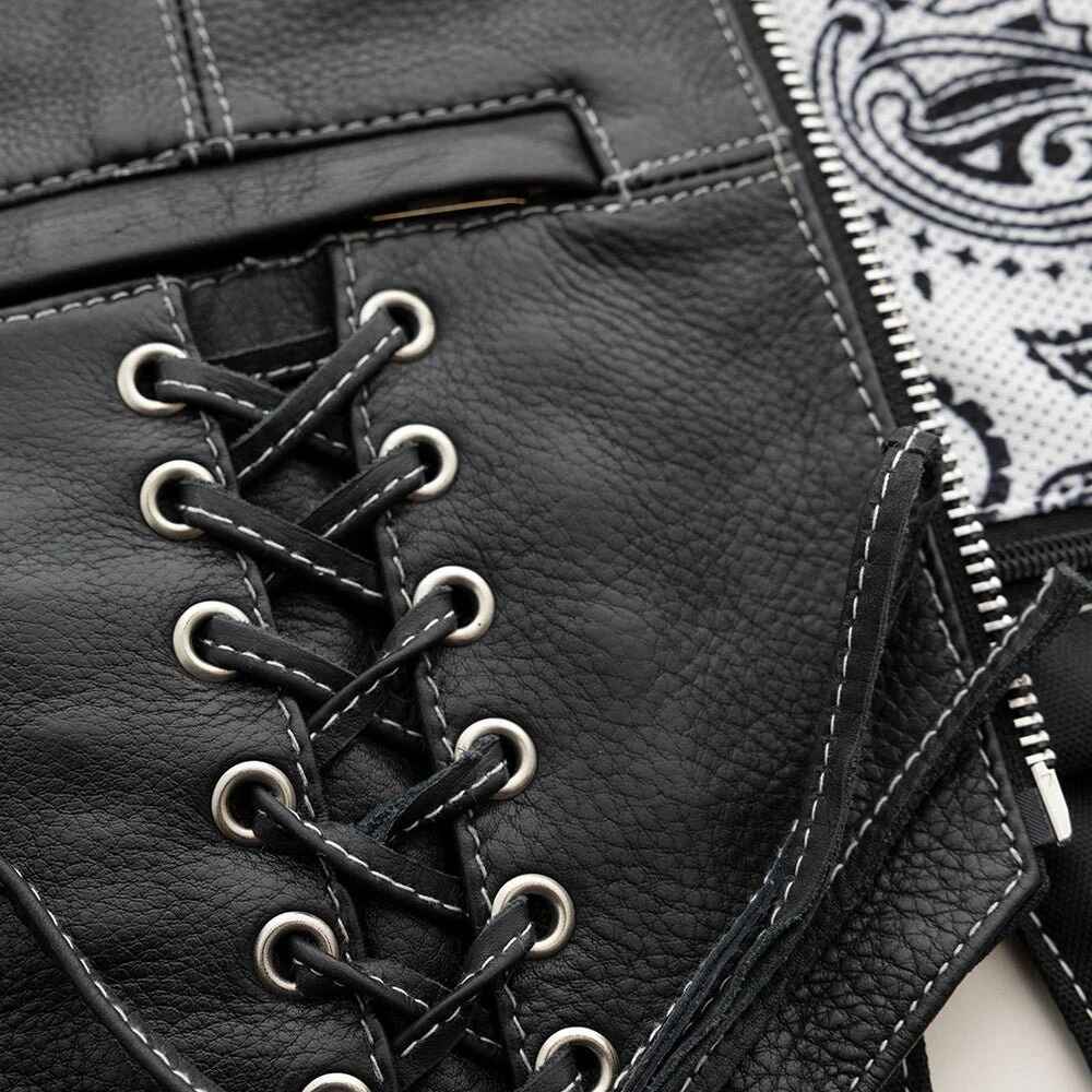 Women's Black Love Lace Leather Motorcycle Jacket