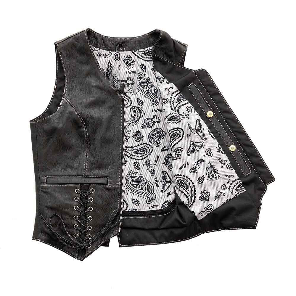 Women's Black Love Lace Leather Motorcycle Jacket