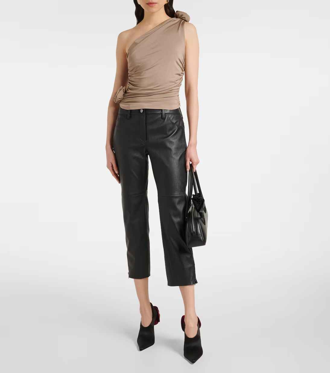 Women's Black Low Rise leather Pants