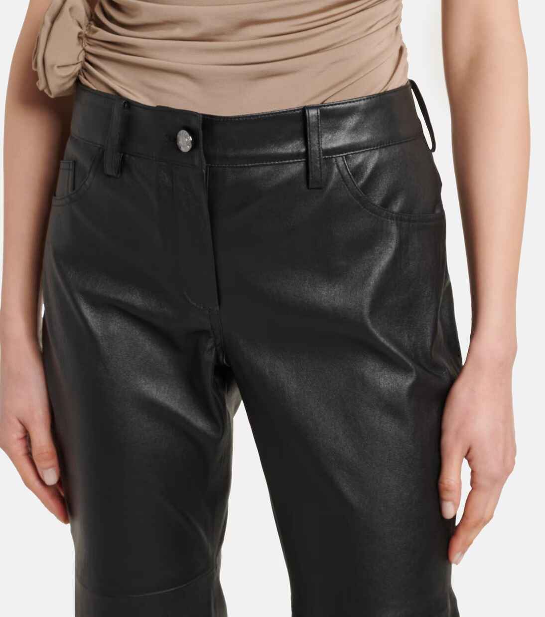 Women's Black Low Rise leather Pants