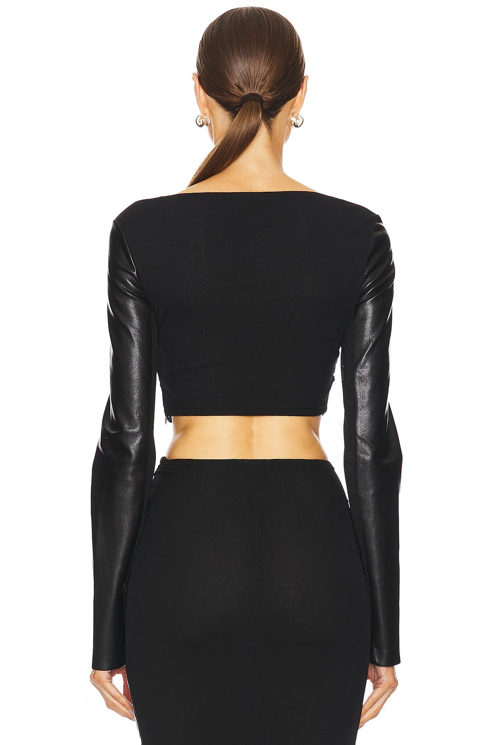 Women's Black Maylah Leather Top