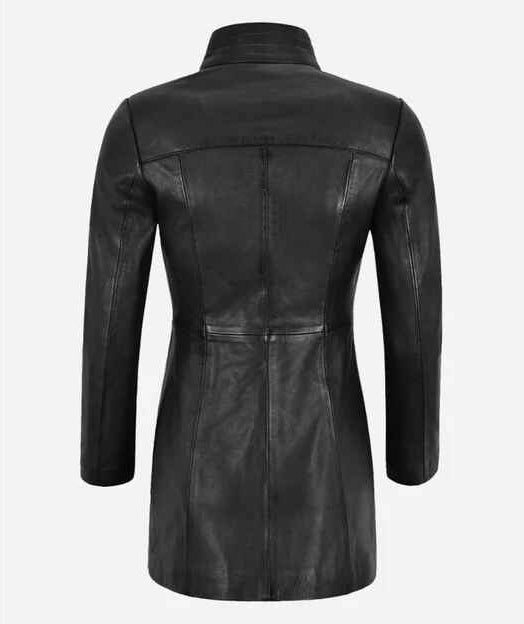 Women's Black Midnight Leather Short Trench Coat