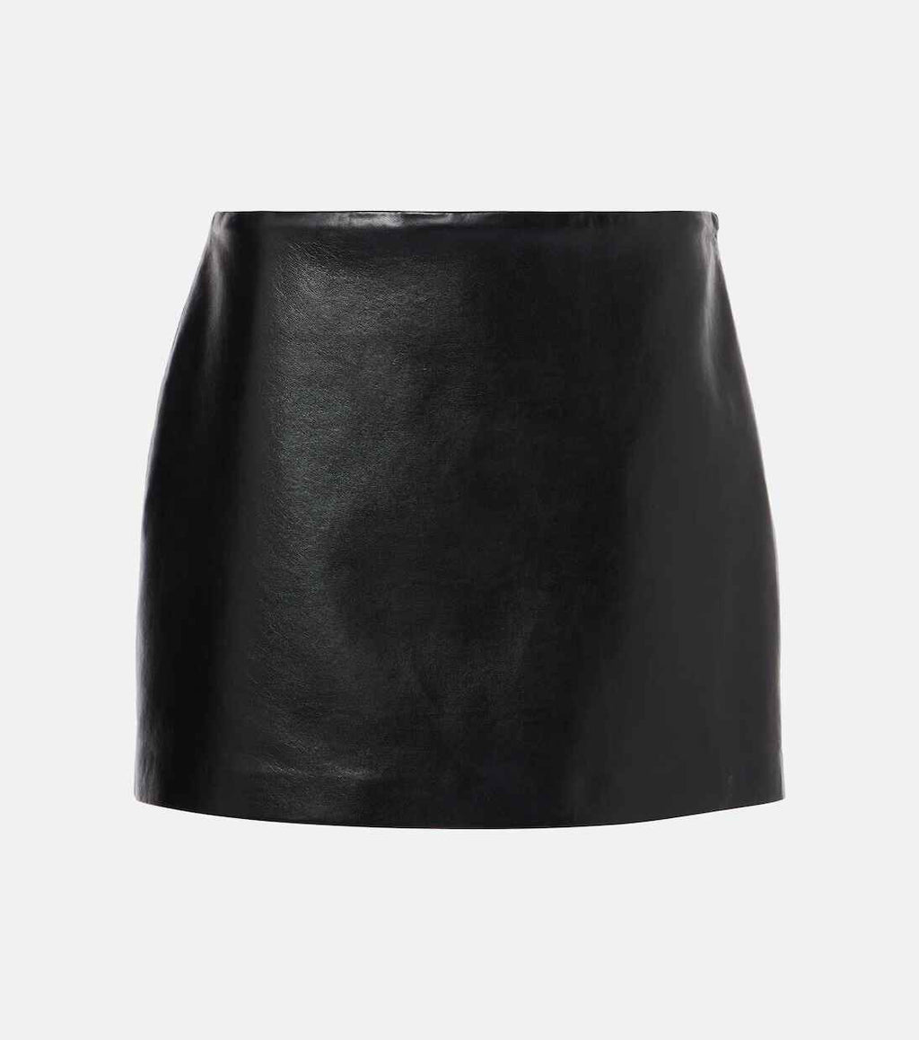 Women's Black Mini Leather Skirt - High Waisted Style