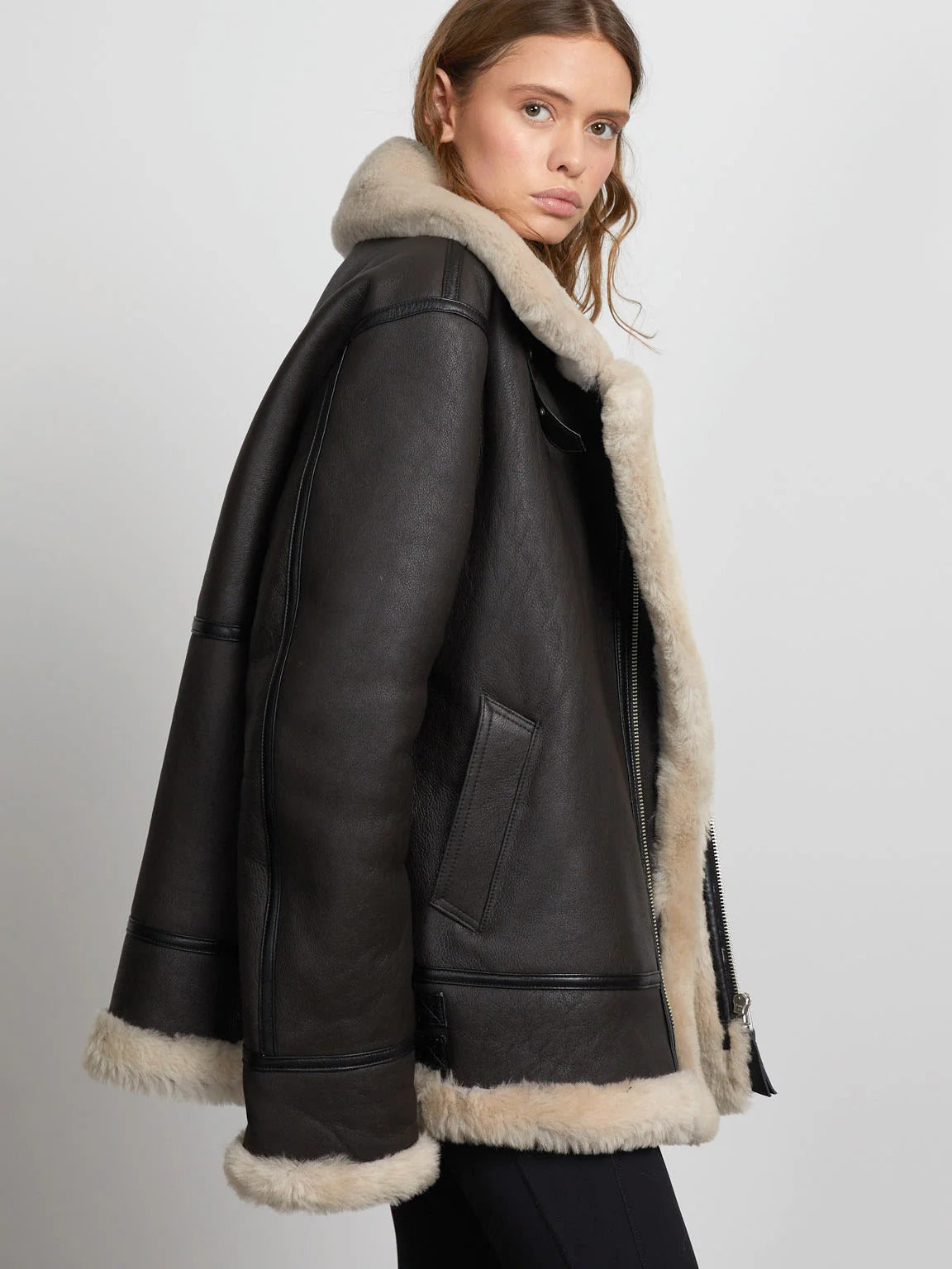 Women’s Black Morgan Shearling Leather Jacket