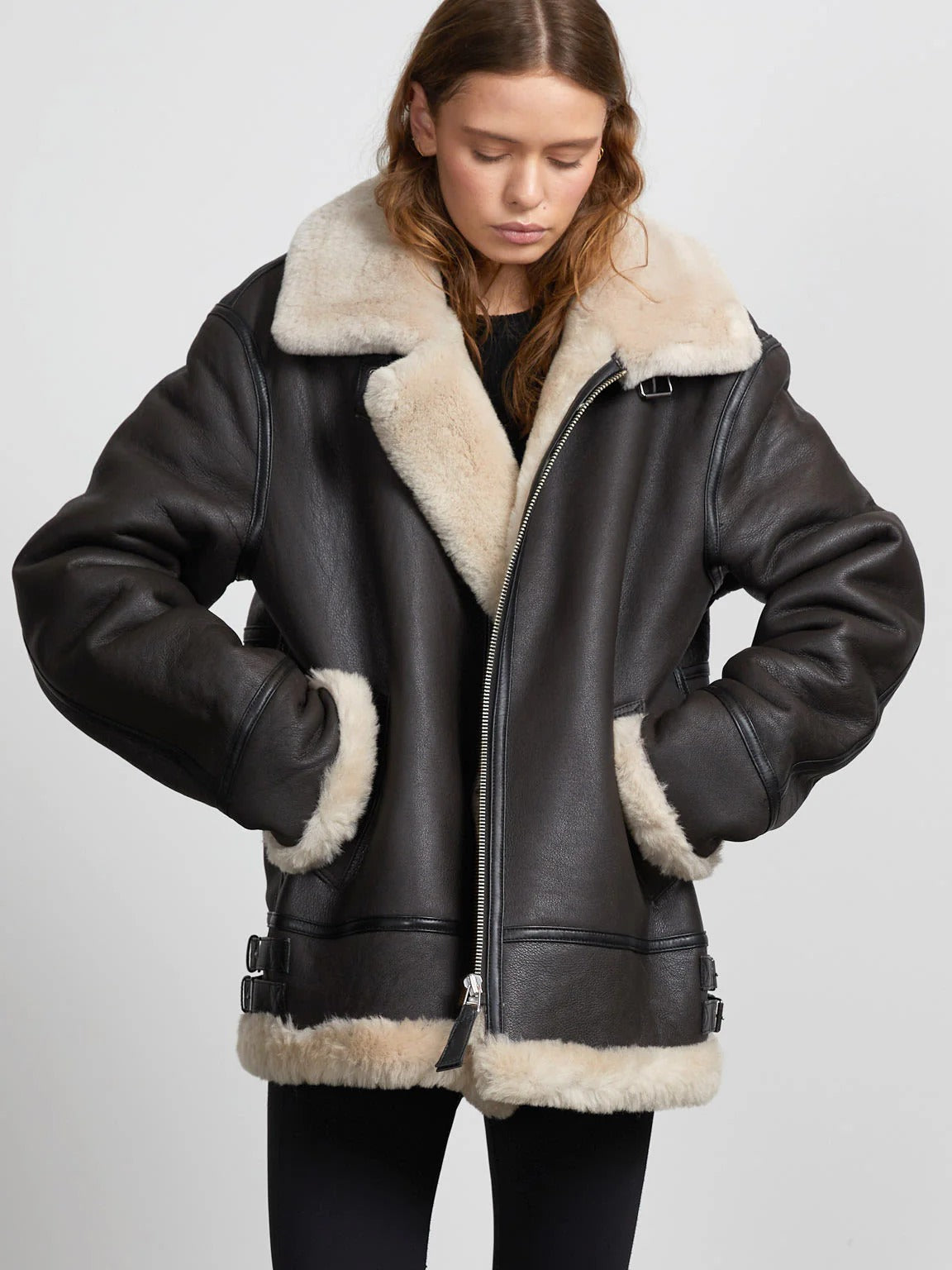 Women’s Black Morgan Shearling Leather Jacket