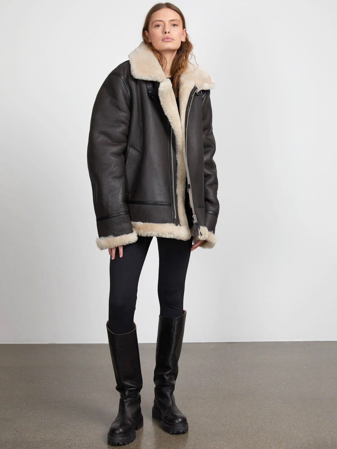 Women’s Black Morgan Shearling Leather Jacket