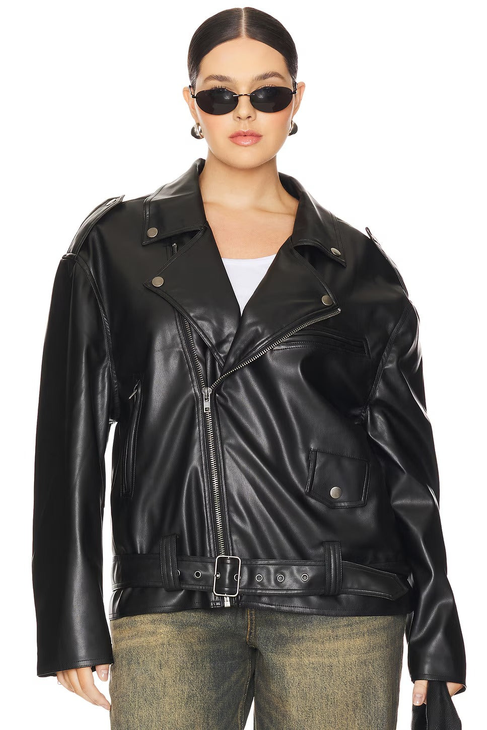 Women's Black Moto Leather Biker Jacket