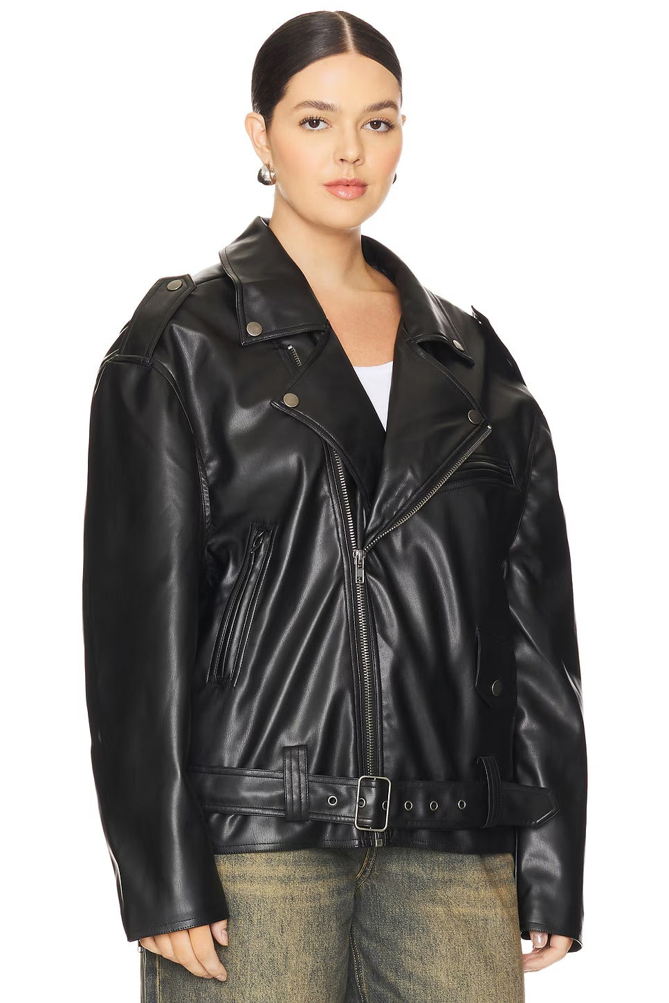 Women's Black Moto Leather Biker Jacket