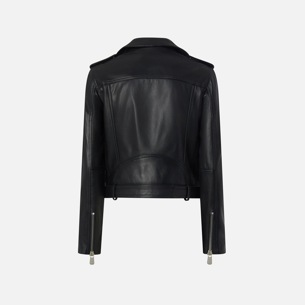 Women's Black Motorcycle PU Biker Leather Jacket