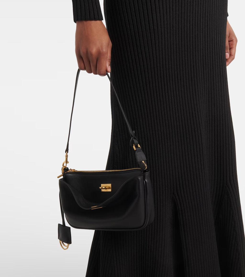 Women's Black Rodeo Sling Pochette Leather Purse