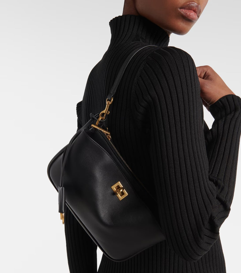 Women's Black Rodeo Sling Pochette Leather Purse