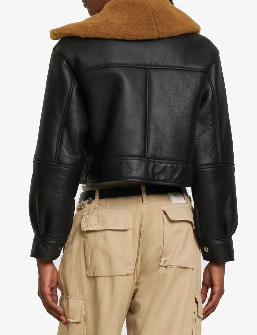 Women’s Black Royale Bronzed Lamb Leather Shearling Jacket