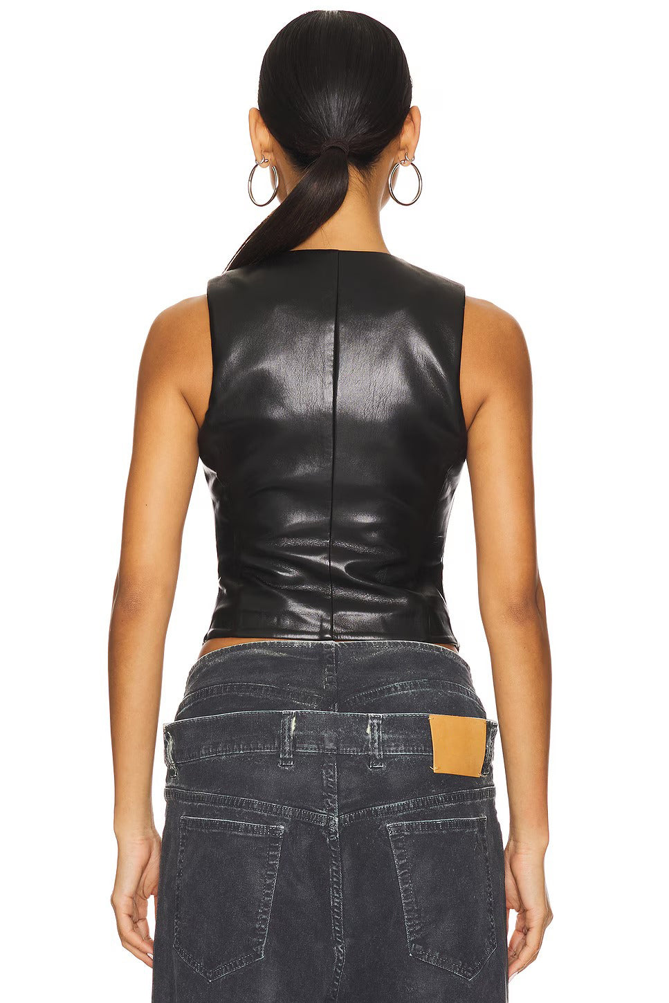 Women's Black Roz Faux Leather Vest