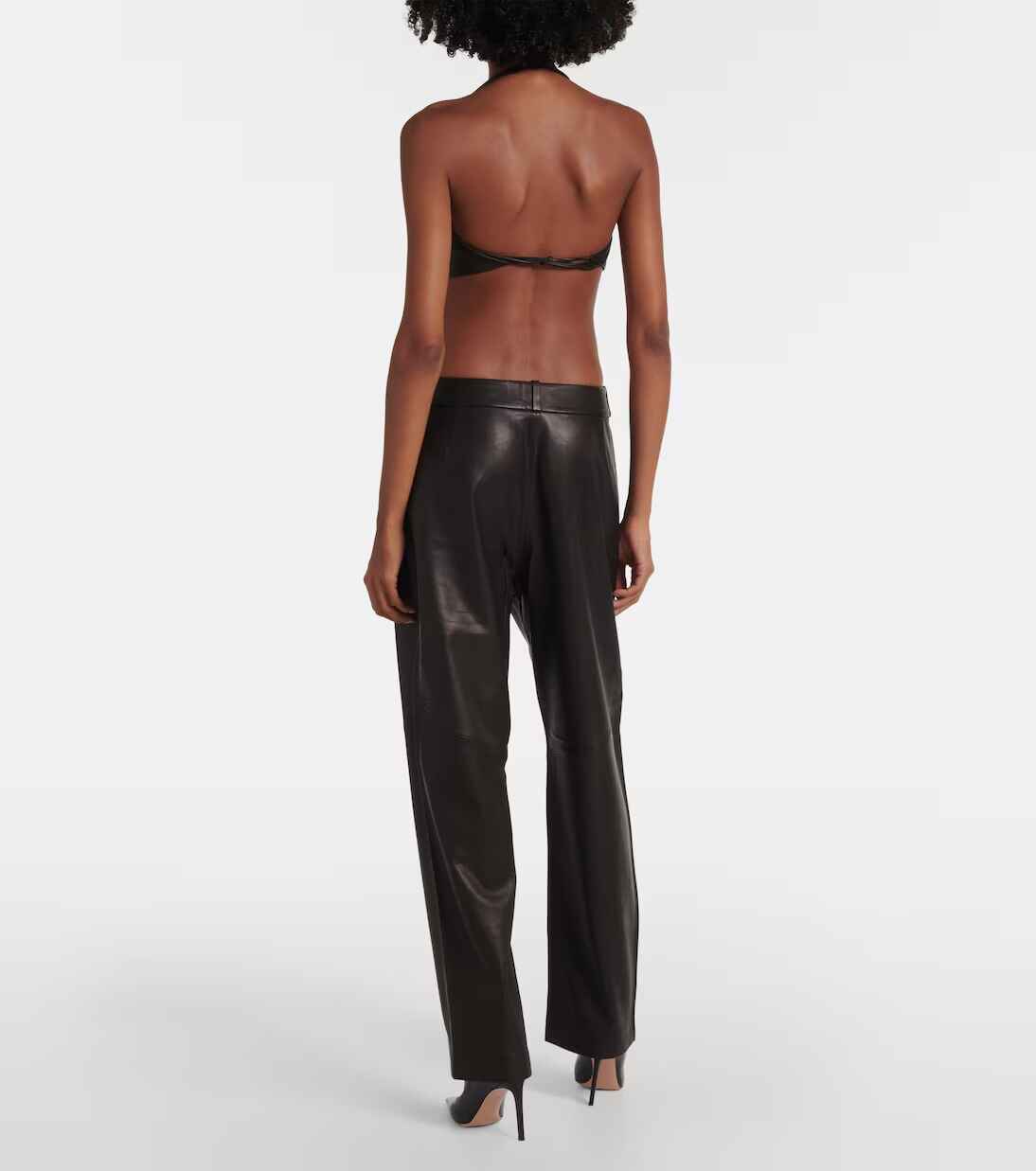 Women's Black Straight leather Pants